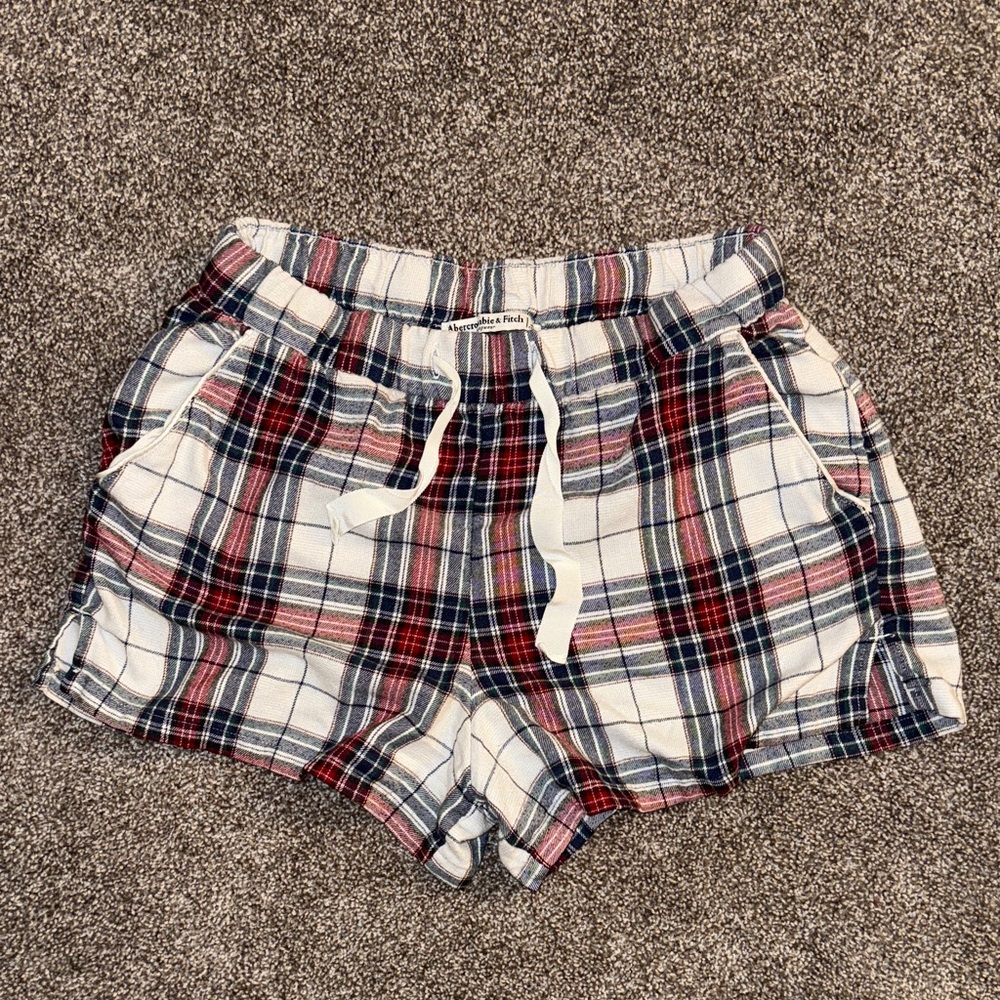 Abercrombie & Fitch Plaid Women's Cargo XS Pajama Shorts- Red, Blue, White